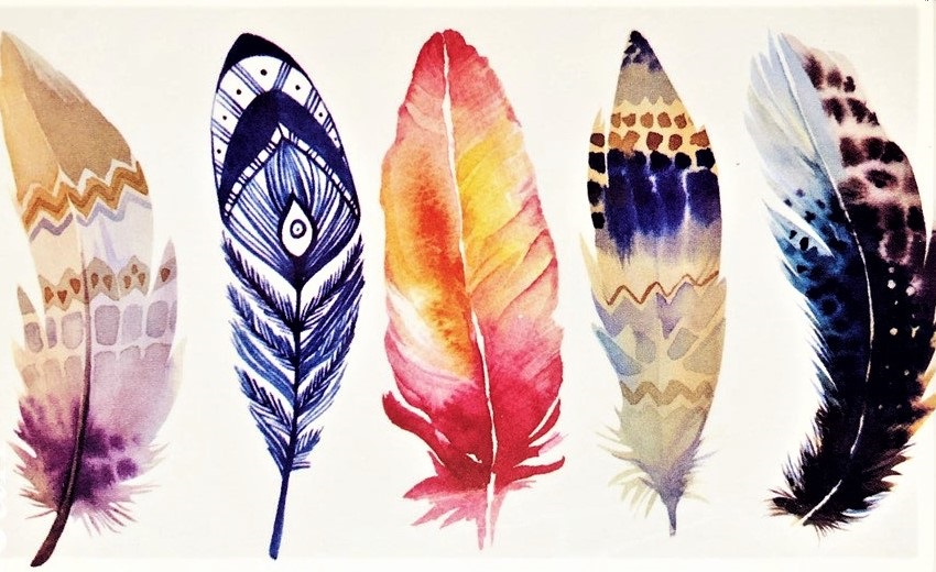 plumes en six couleurs pour un tatouage à porter avec légéretè sur ...