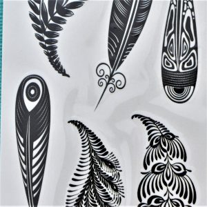 tatouage éphémère de plumes noires ethniques