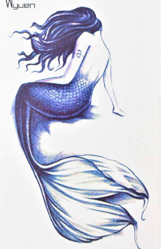 tatouage éphémère sirène bleu de mer